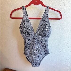 Miracle Suit Black and White Patterned One Piece